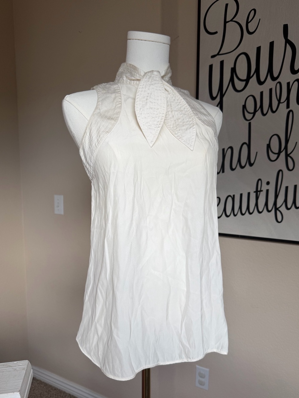 Stella McCartney for C&A 100% Silk Tie Neck Sleeveless Blouse Ivory - Picture 2 of 4